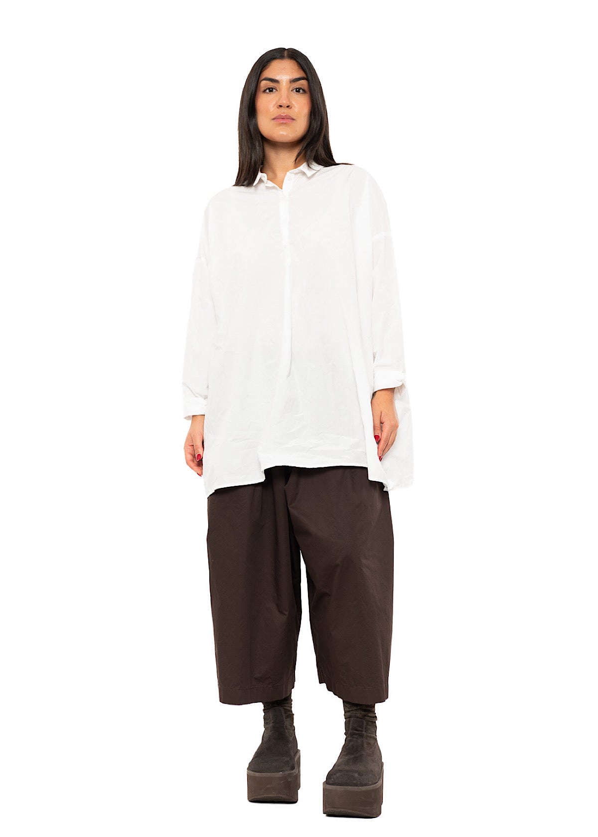 OVERSIZED CRINKLE COTTON HENLEY SHIRT