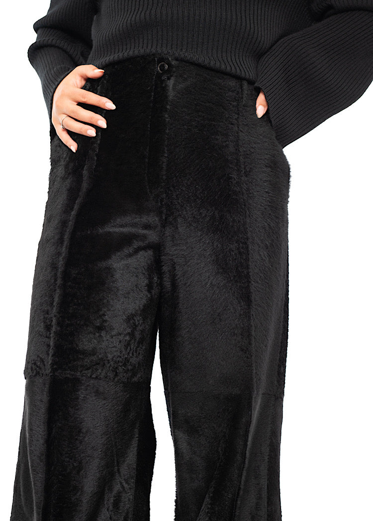 FLARED FUR LEATHER TROUSER