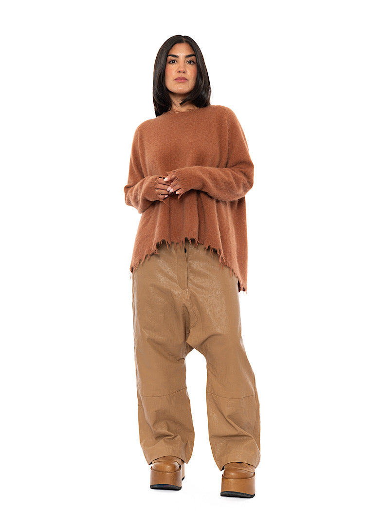 FRAYED FOX WOOL SILK PULLOVER