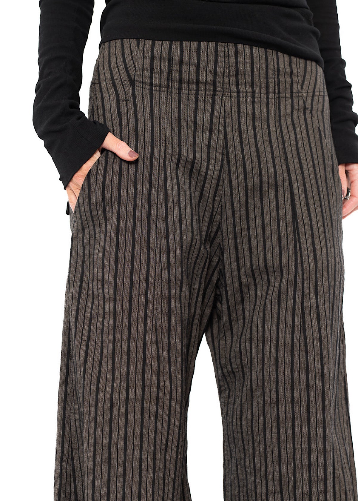 STRIPED FLARED WIDE-LEG TROUSER
