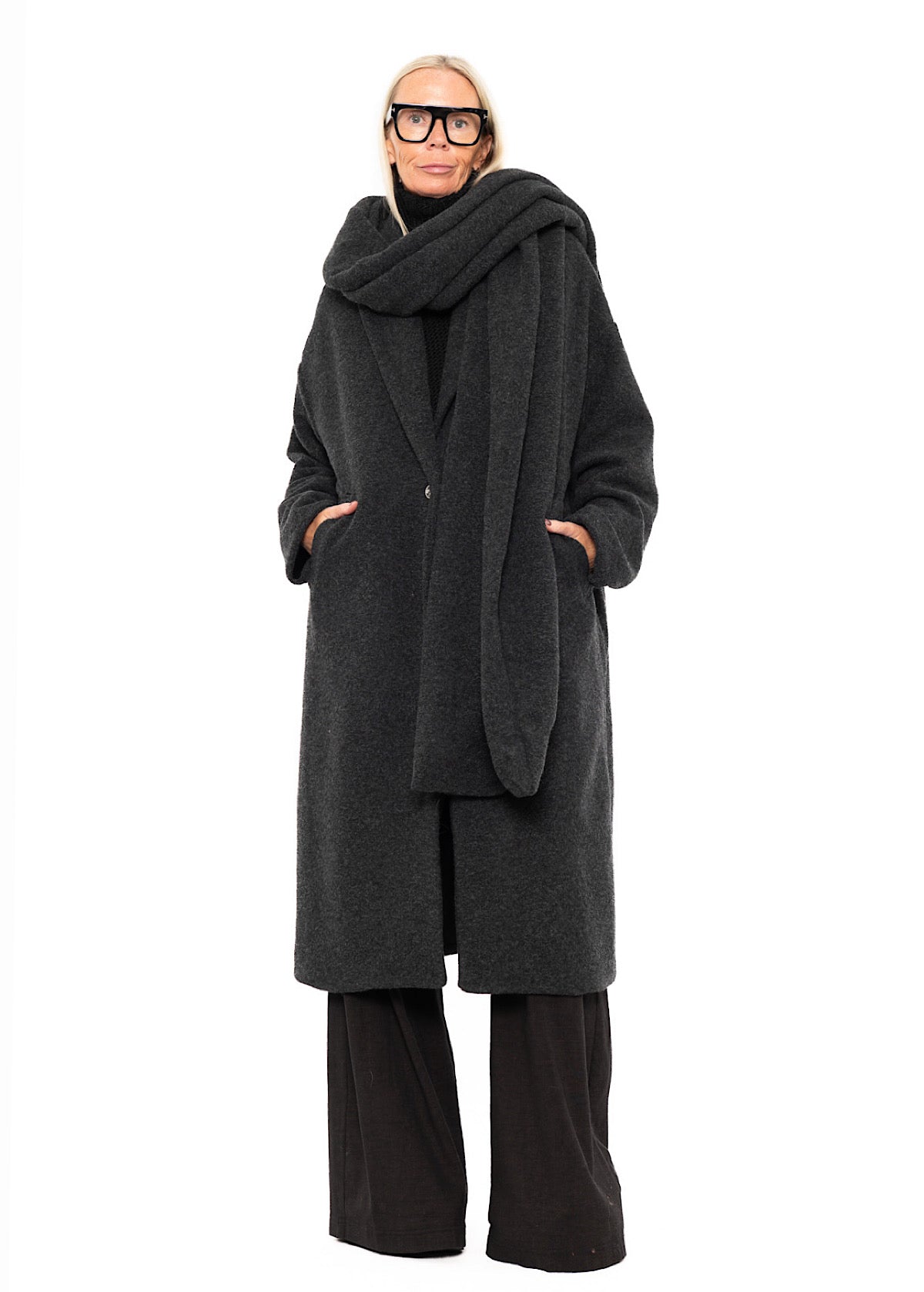 WOOL-BLEND COAT WITH SCARF