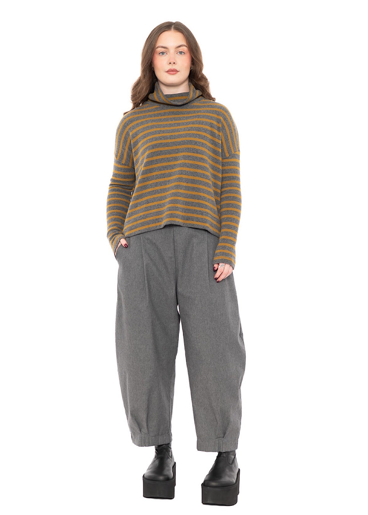 STRIPED COTTON-FLEECE MOYET PULLOVER