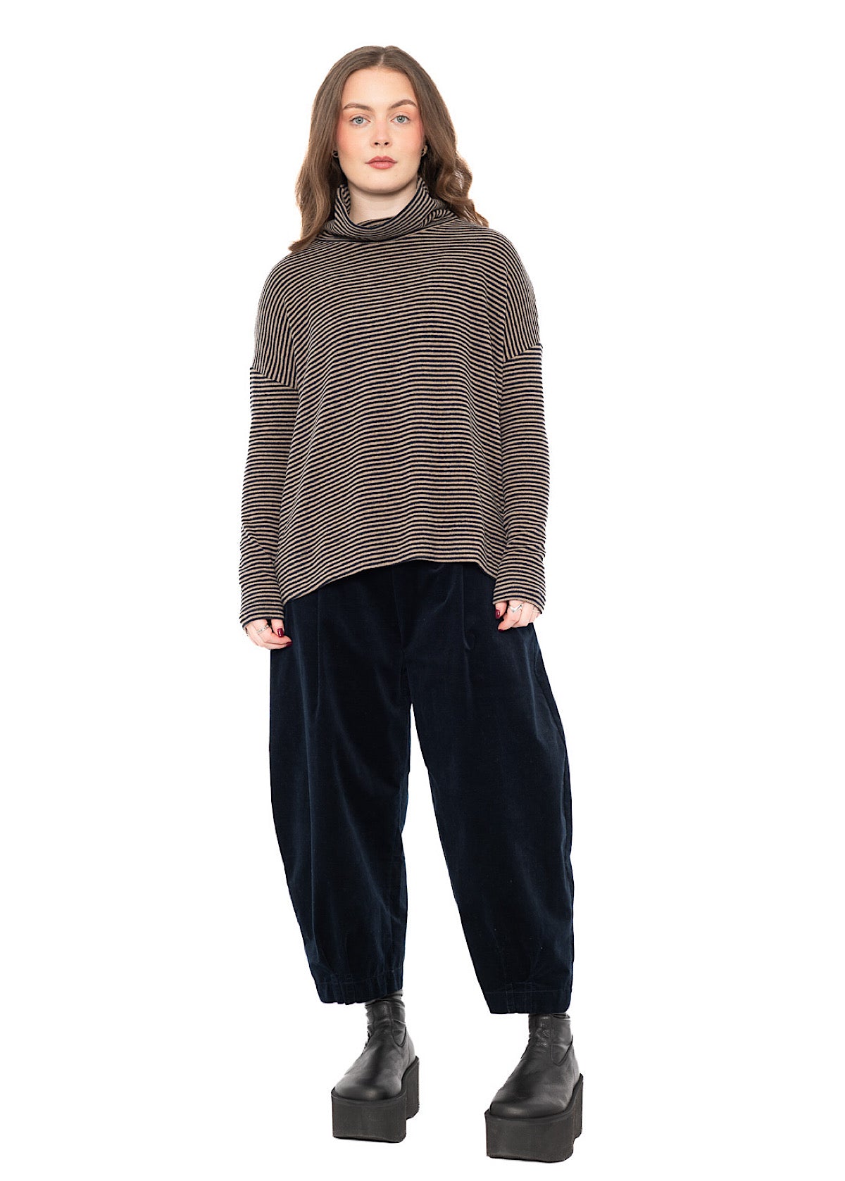 STRIPED COTTON-FLEECE JADE PULLOVER