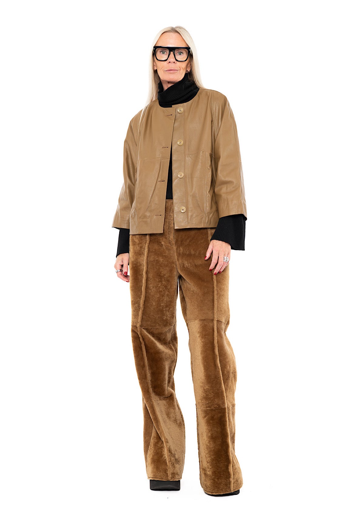 WIDE FUR LEATHER TROUSER