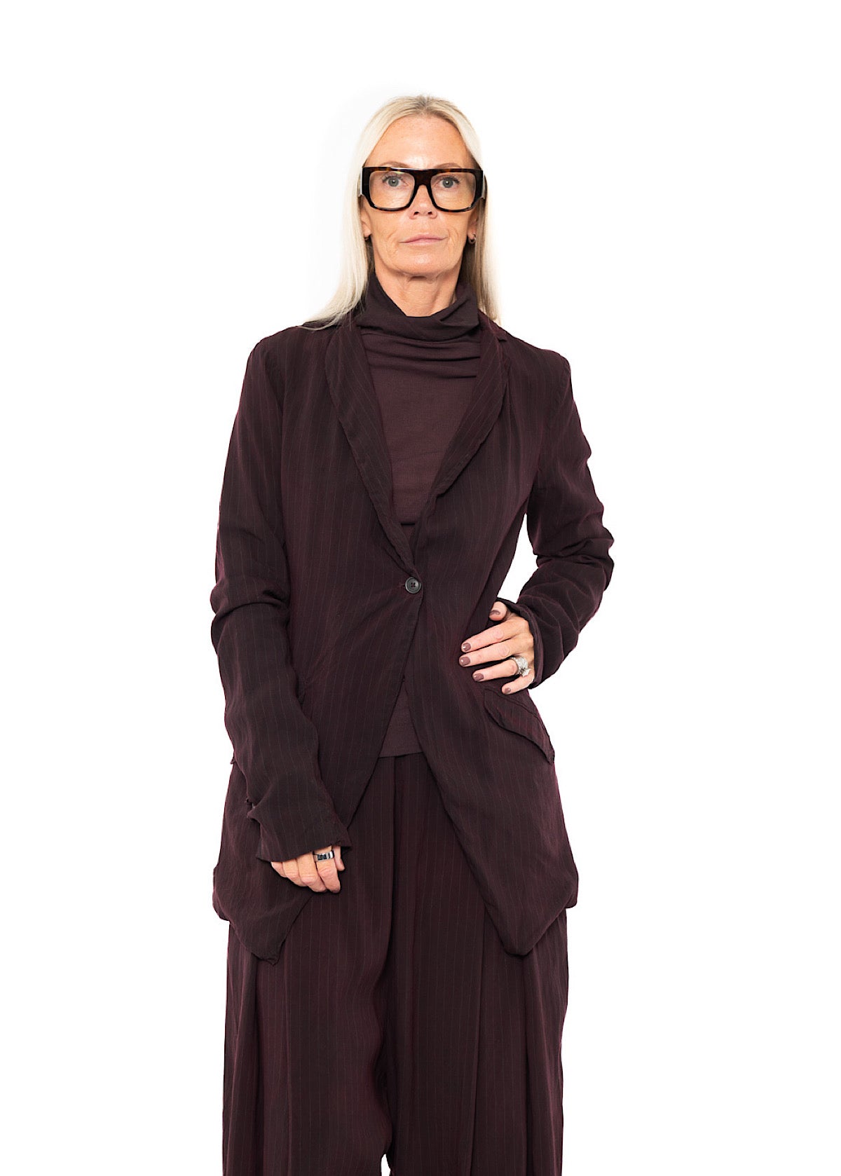 FLUID PINSTRIPE LONGLINE JACKET