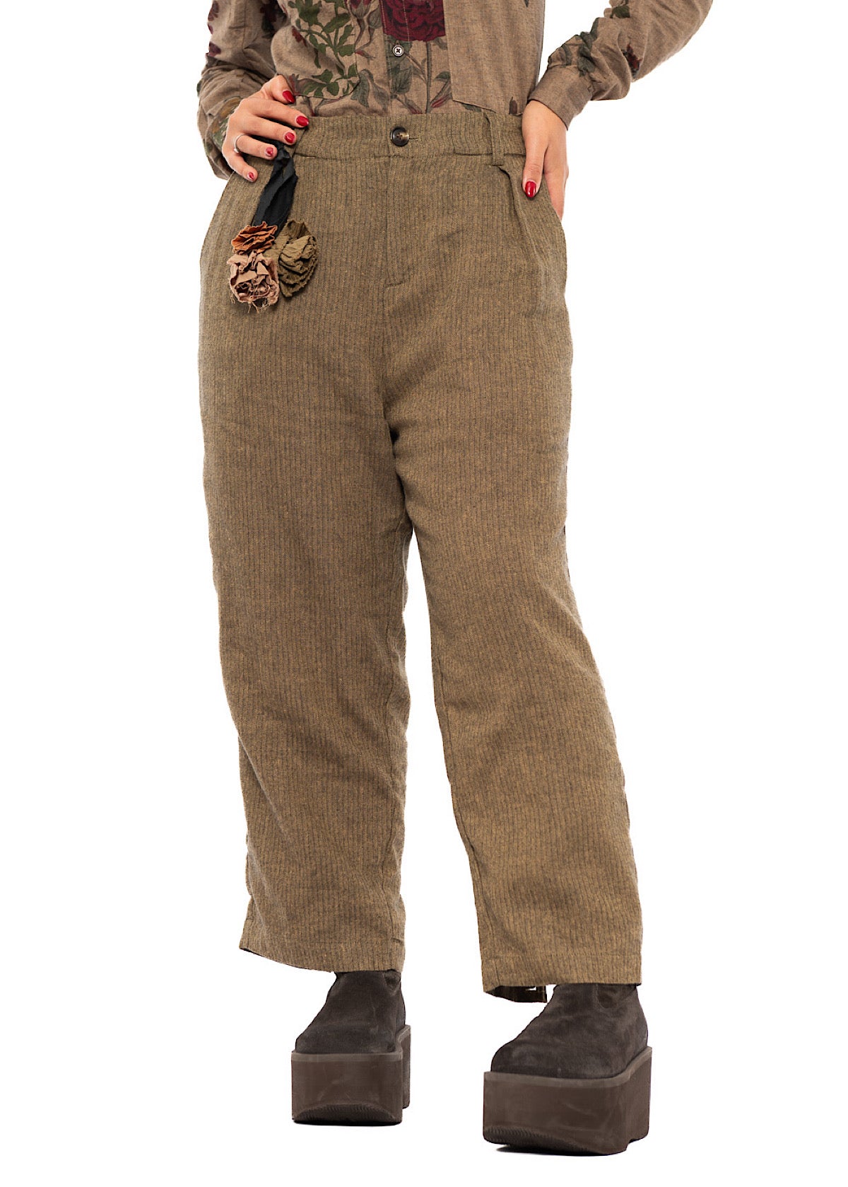 TAPERED HERRINGBONE TROUSER