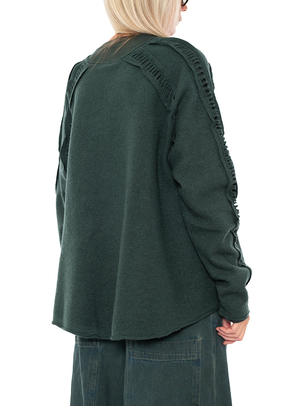 BOILED WOOL LADDER STITCH PULLOVER