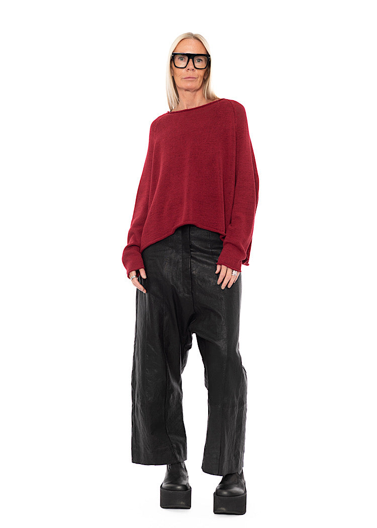 LINEN-BLEND KNITTED PULLOVER