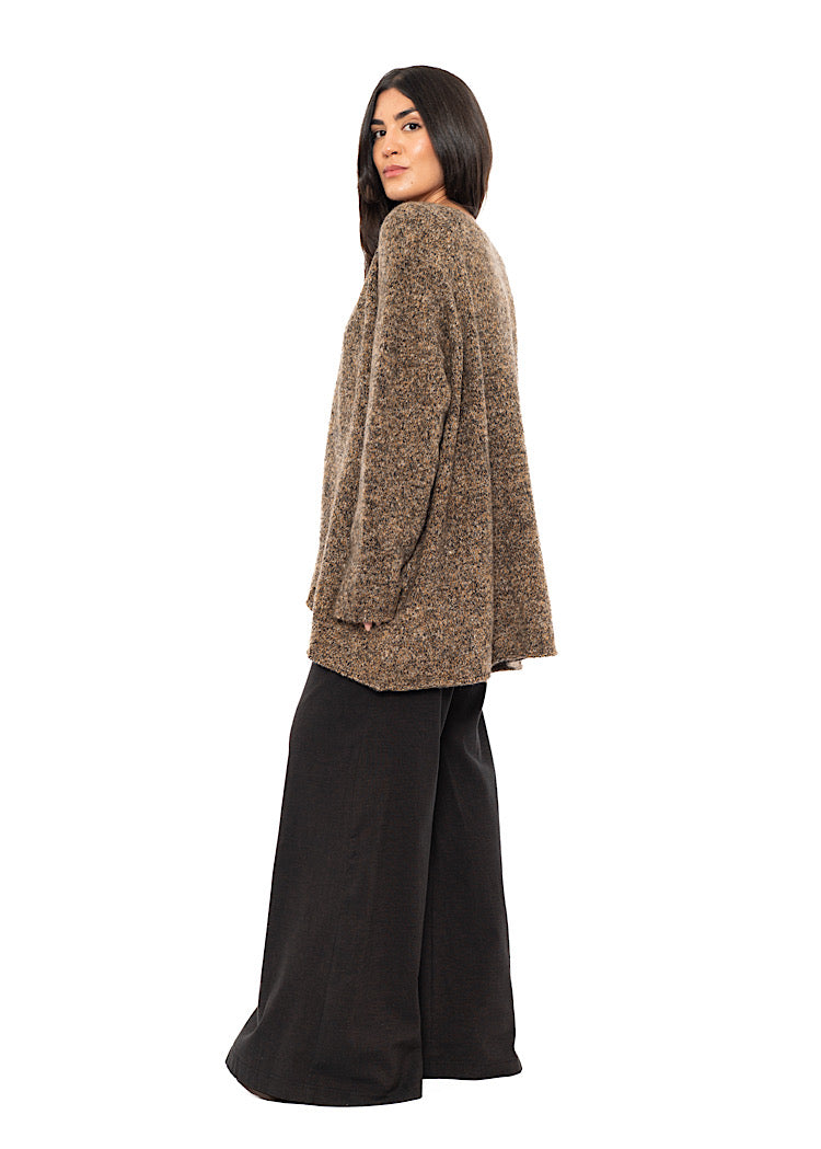 MÉLANGE KNIT ASYMMETRIC PULLOVER