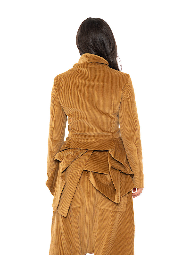 ASYMMETRIC STRETCH CORD VELVET JACKET