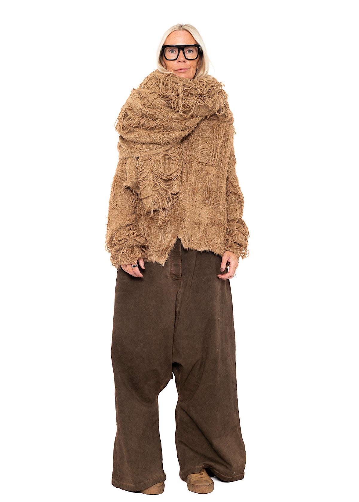 LADDERED SILK KNIT SCARF
