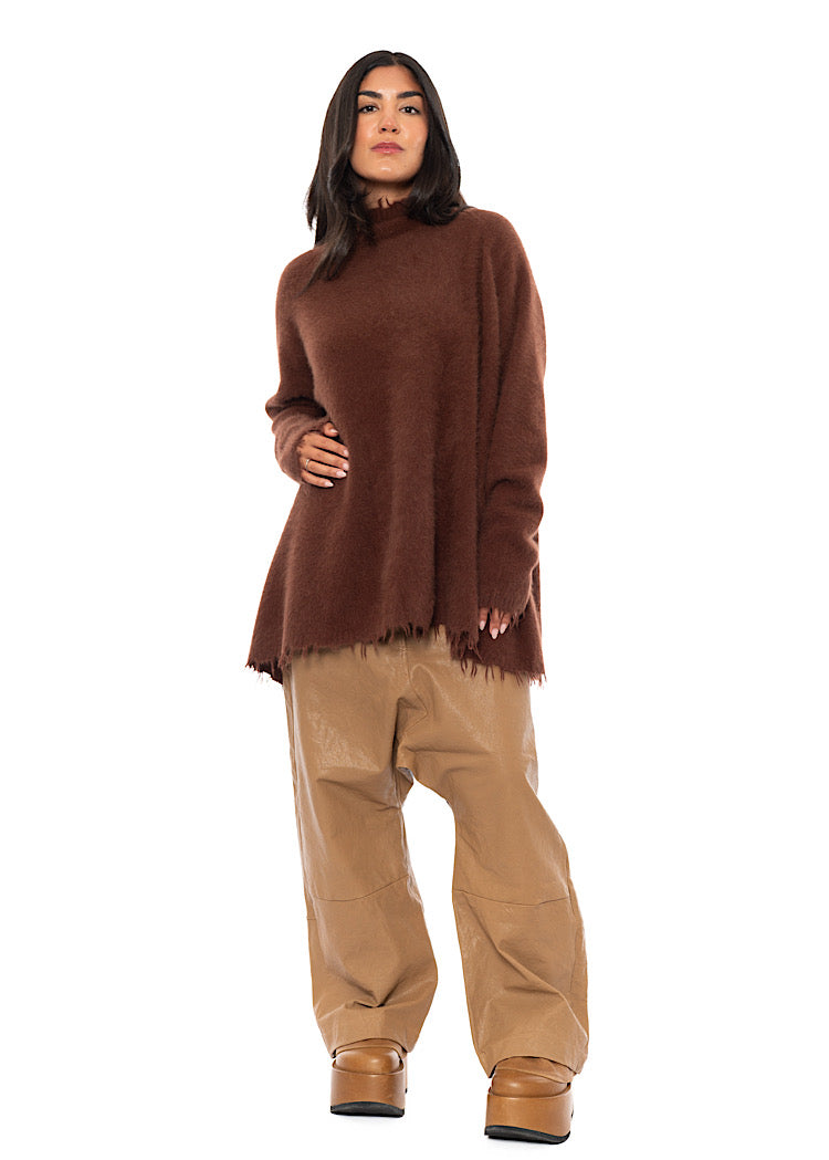 OVERSIZED FOX WOOL SILK KNITTED TUNIC