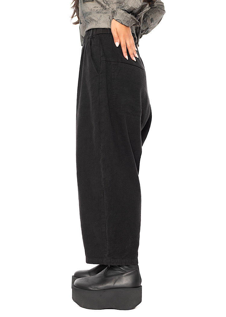BRUSHED COTTON-LINEN BALLOON TROUSER