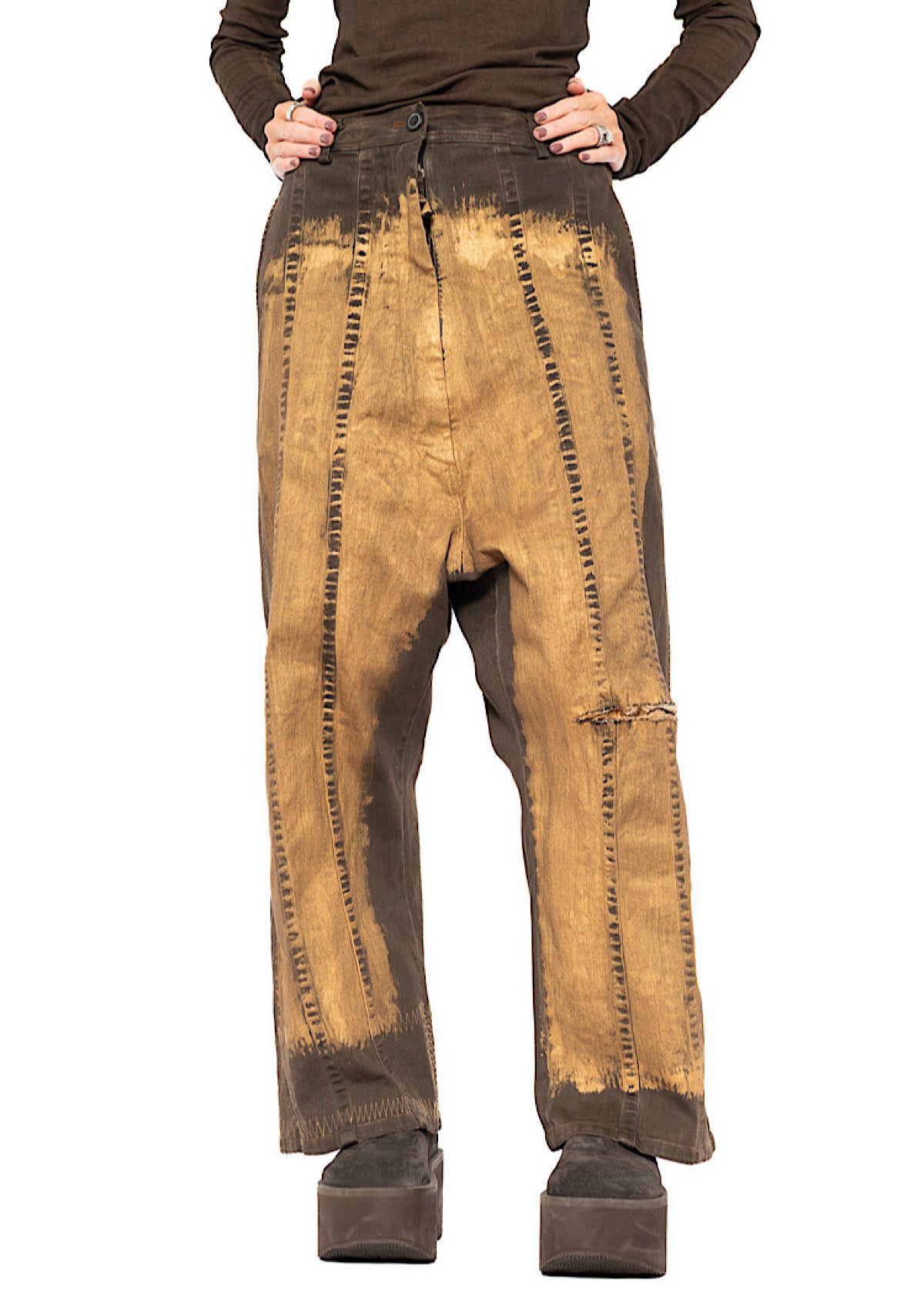 HAND-PAINTED GOLD DENIM TROUSER