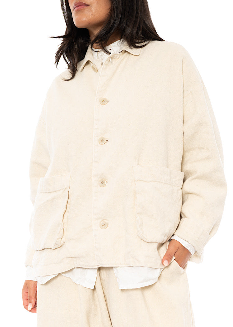 LINEN-COTTON UTILITY JACKET