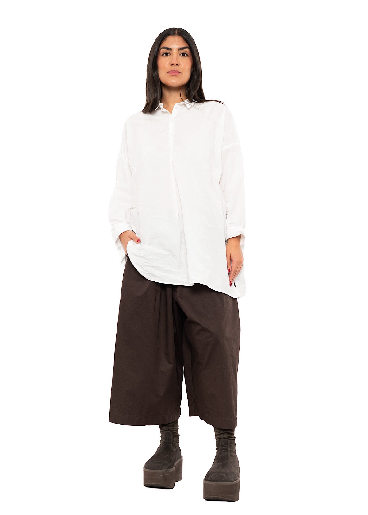 OVERSIZED CRINKLE COTTON HENLEY SHIRT