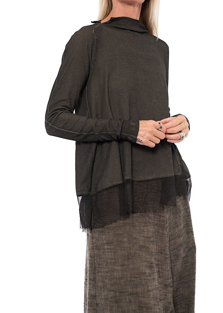 RELAXED NETTED HEM T-SHIRT