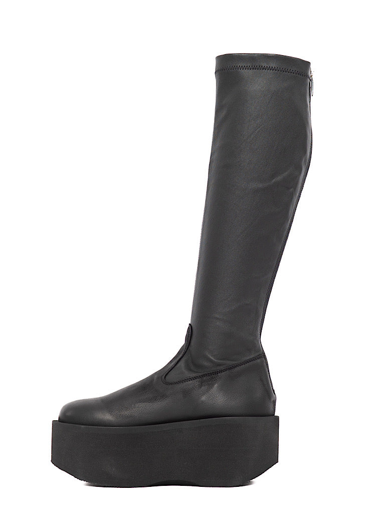 STRETCH LEATHER PLATFORM BOOT