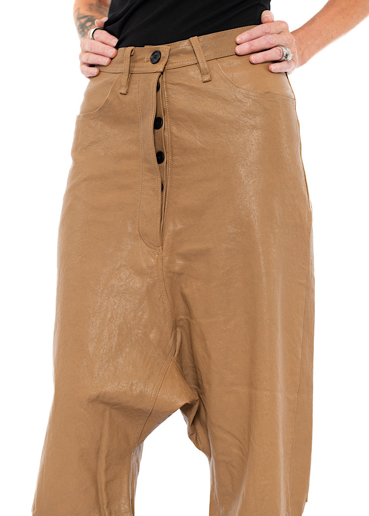LEATHER DROP-CROTCH TROUSER