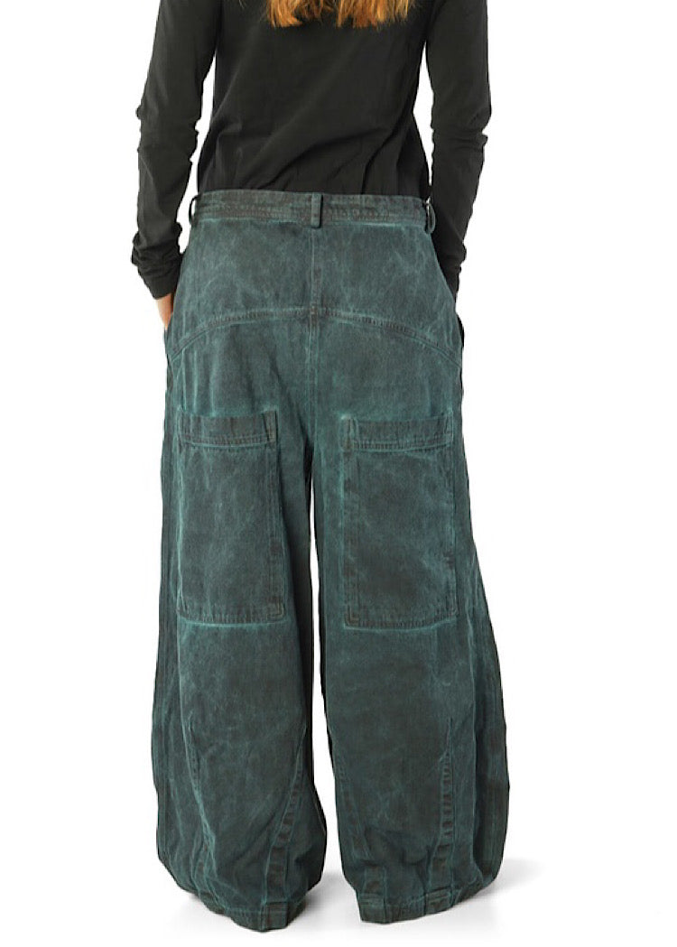 GARMENT-DYED DENIM WIDE LEG TROUSER *LAVA CLOUD* (Shown in PARK CLOUD)