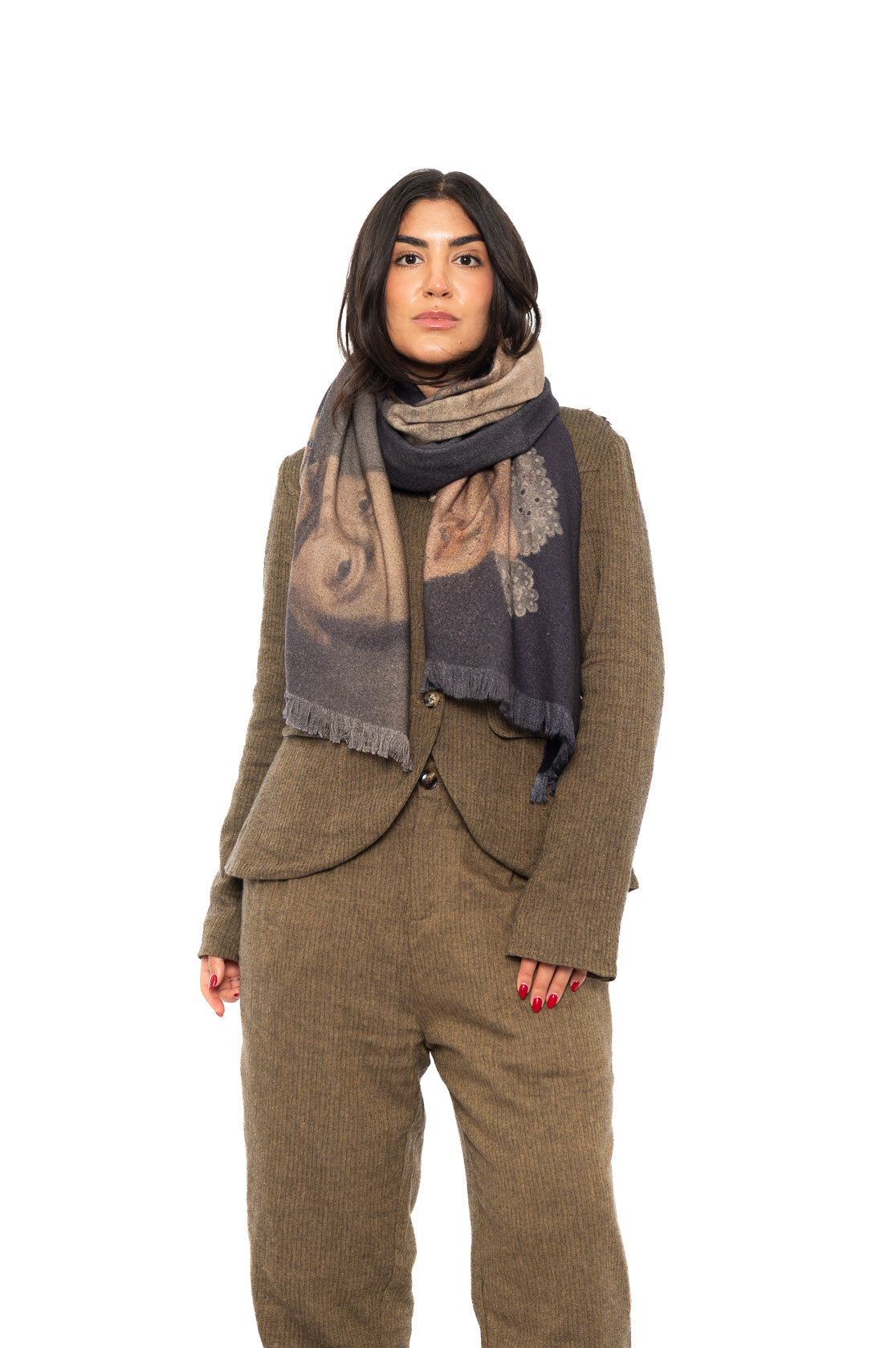 PORTRAIT PRINTED WOOL SCARF