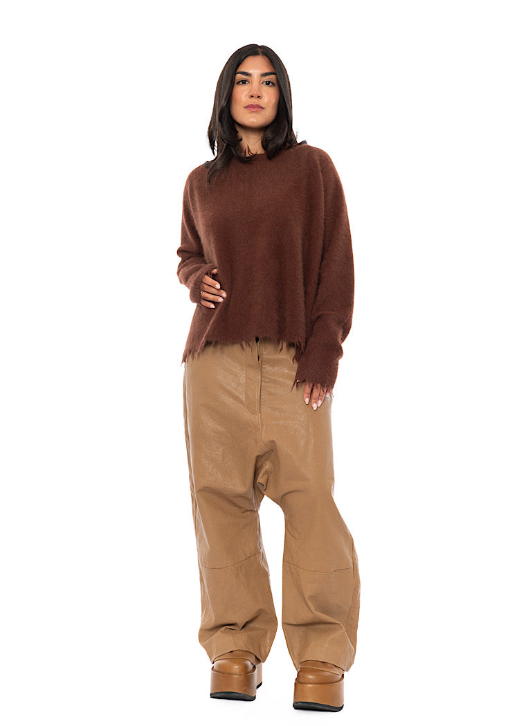 RELAXED FRAYED KNIT PULLOVER