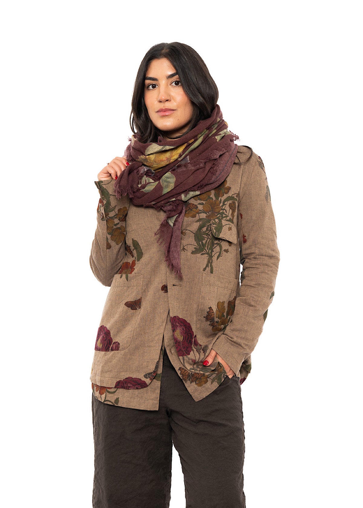 BOTANICAL PRINTED CASHMERE SCARF