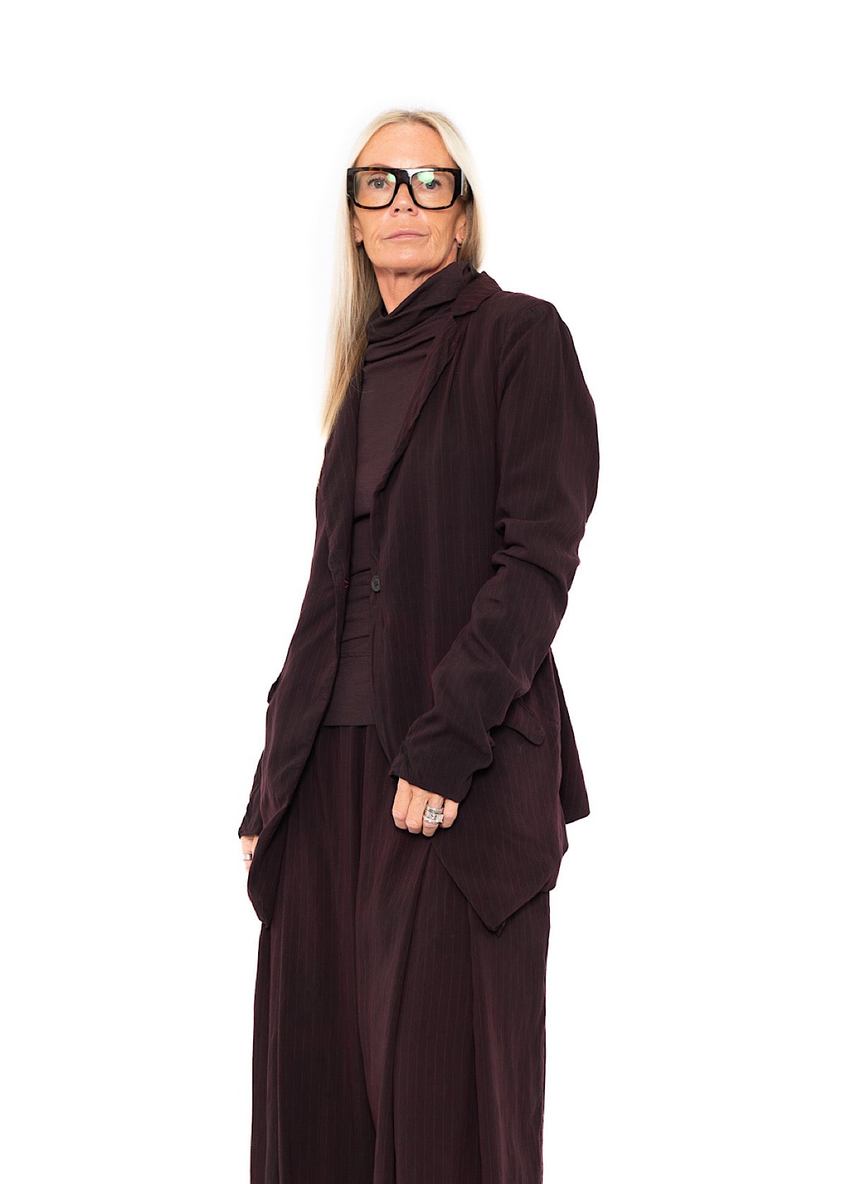 FLUID PINSTRIPE LONGLINE JACKET