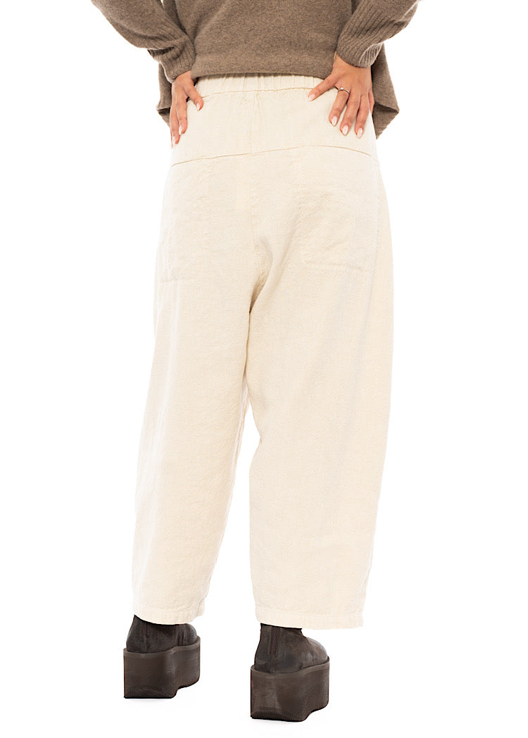 BRUSHED COTTON-LINEN BALLOON TROUSER