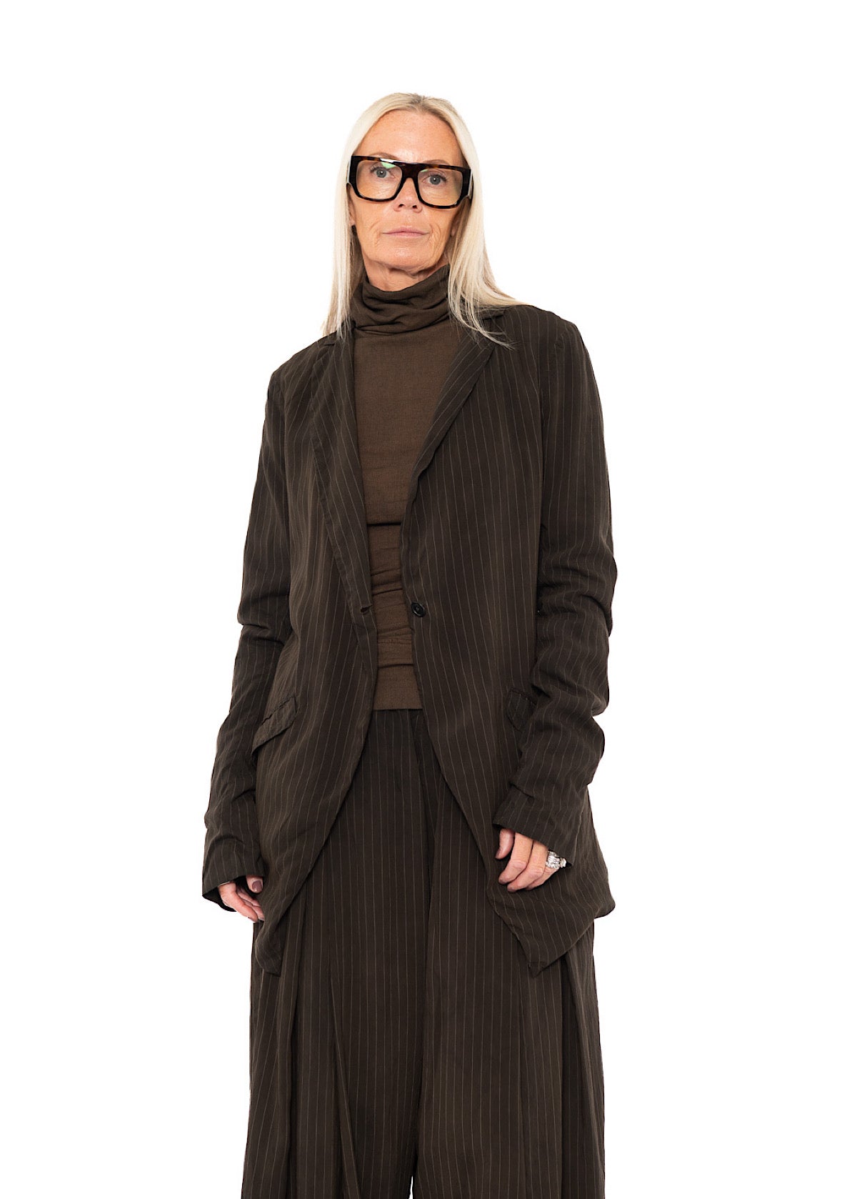 FLUID PINSTRIPE LONGLINE JACKET