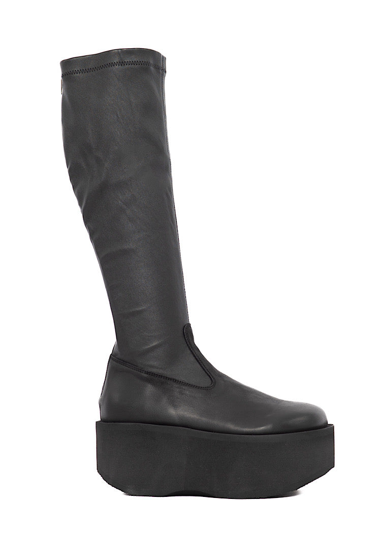 STRETCH LEATHER PLATFORM BOOT
