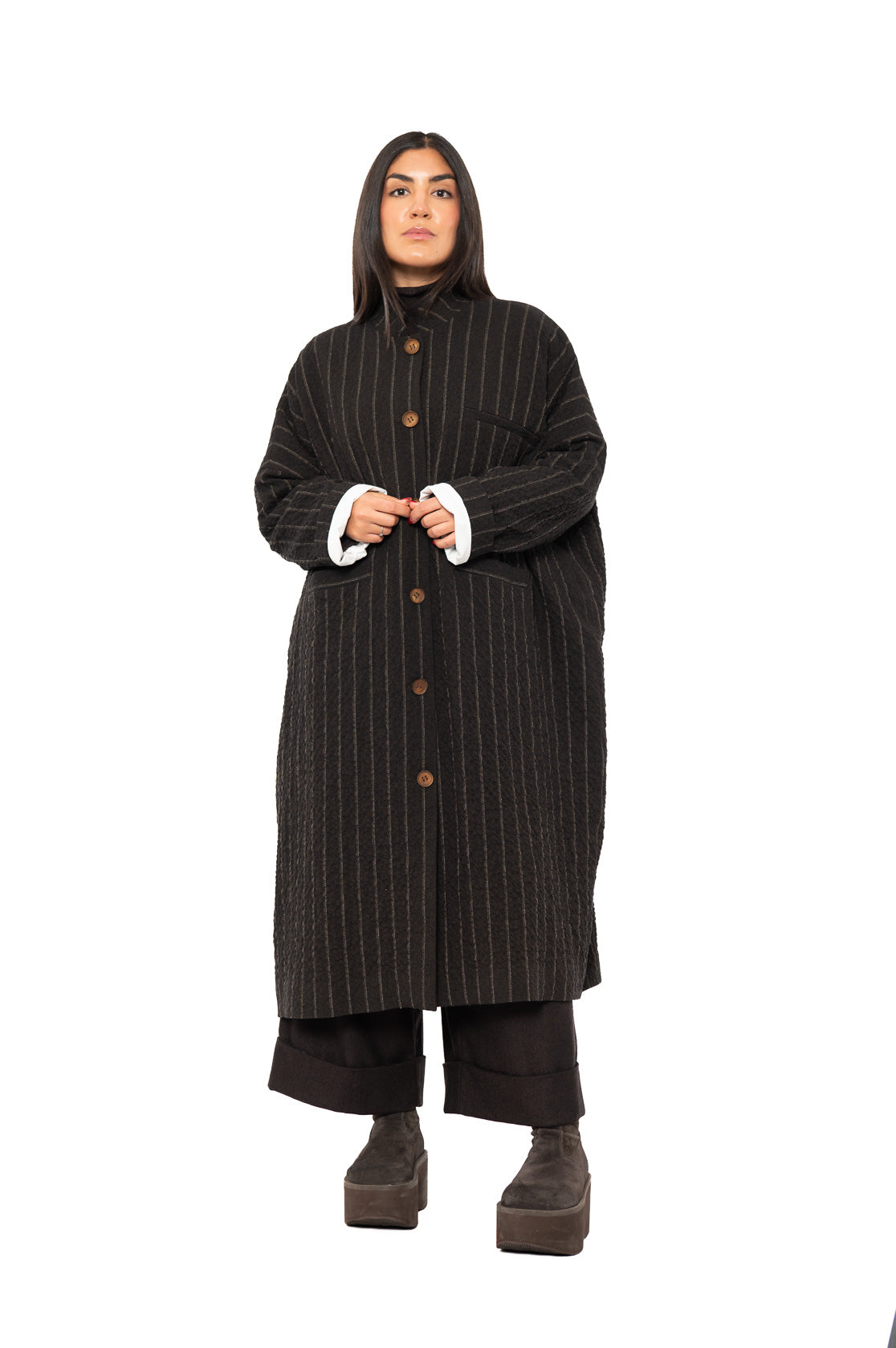STRIPED WOOL BLEND ISA COAT