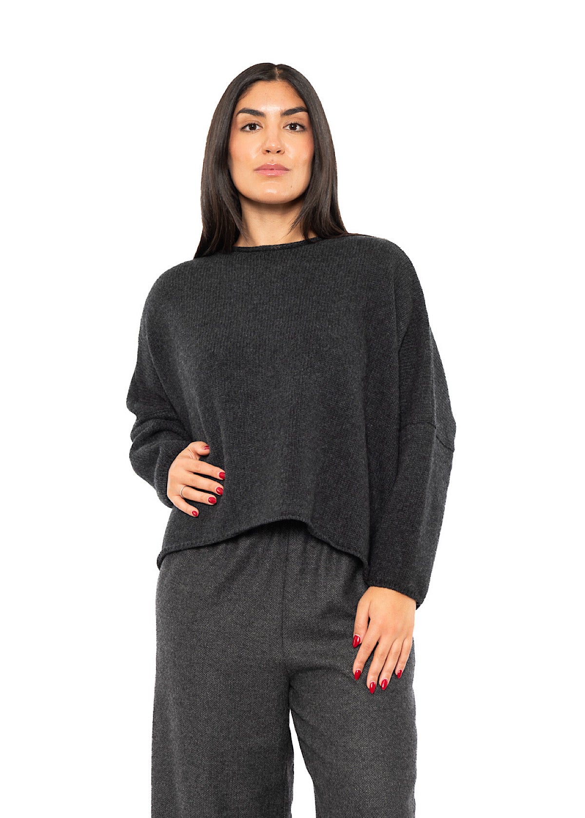 CROPPED CASHMERE BLEND FAUSTA PULLOVER