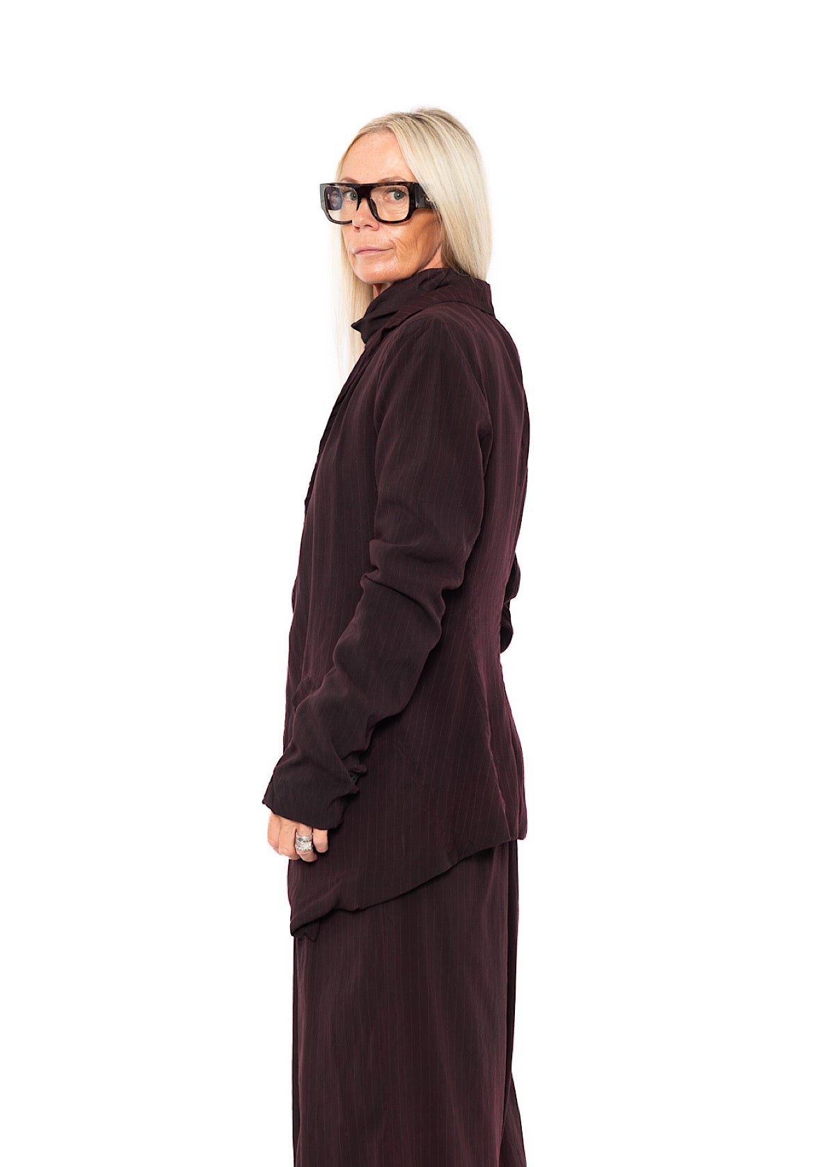 FLUID PINSTRIPE LONGLINE JACKET