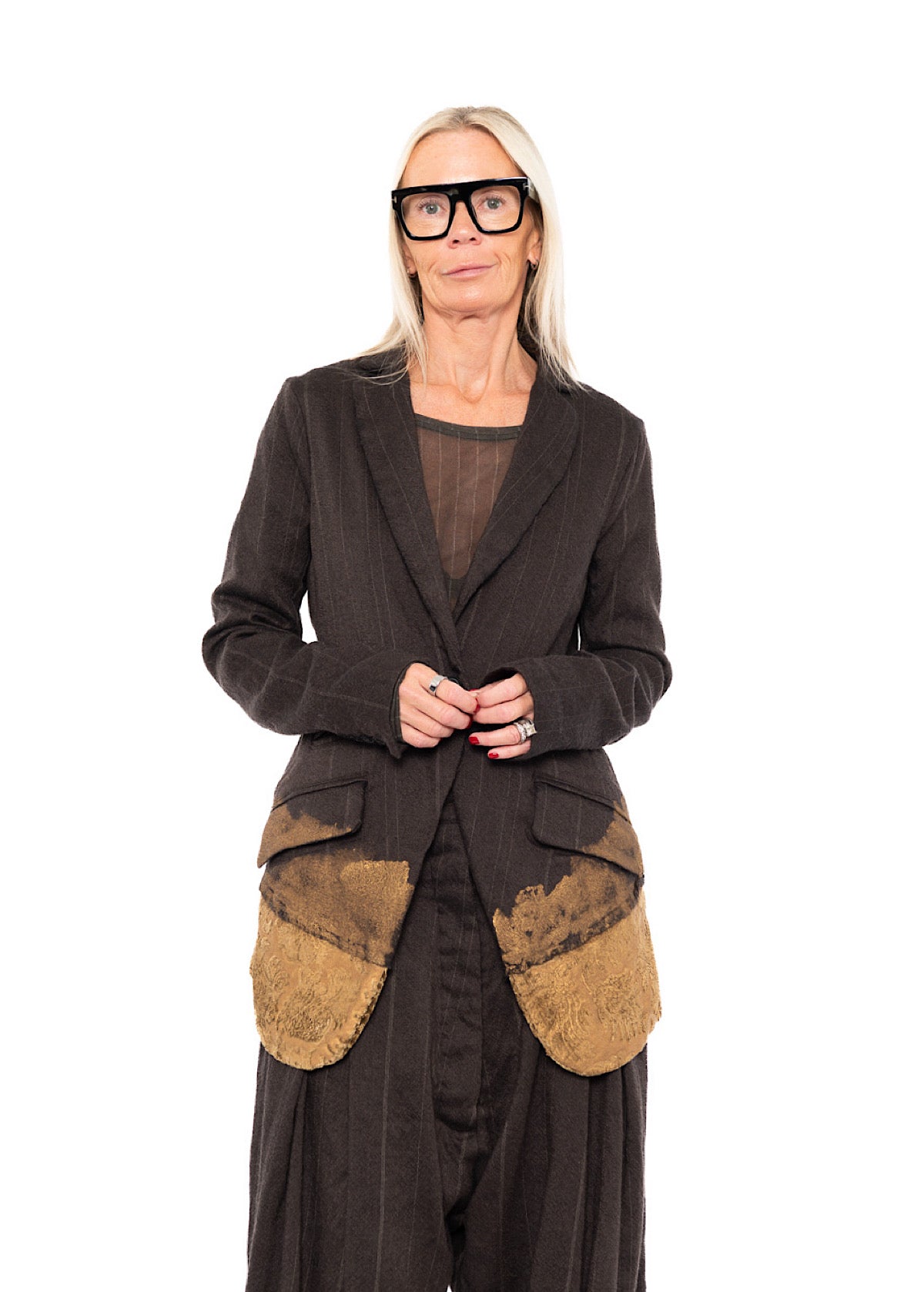 GOLDFARBEN BEMALTE Jacke MIT FEINEN NEBELSTREIFEN