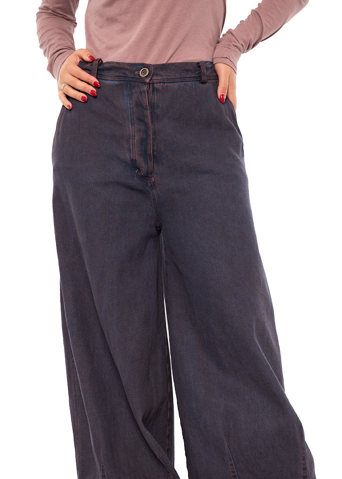 GARMENT-DYED DENIM WIDE LEG TROUSER