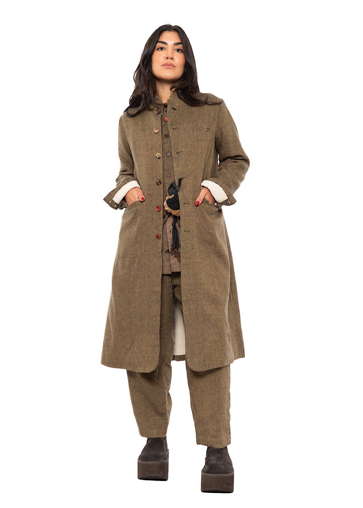 LONGLINE HERRINGBONE COAT