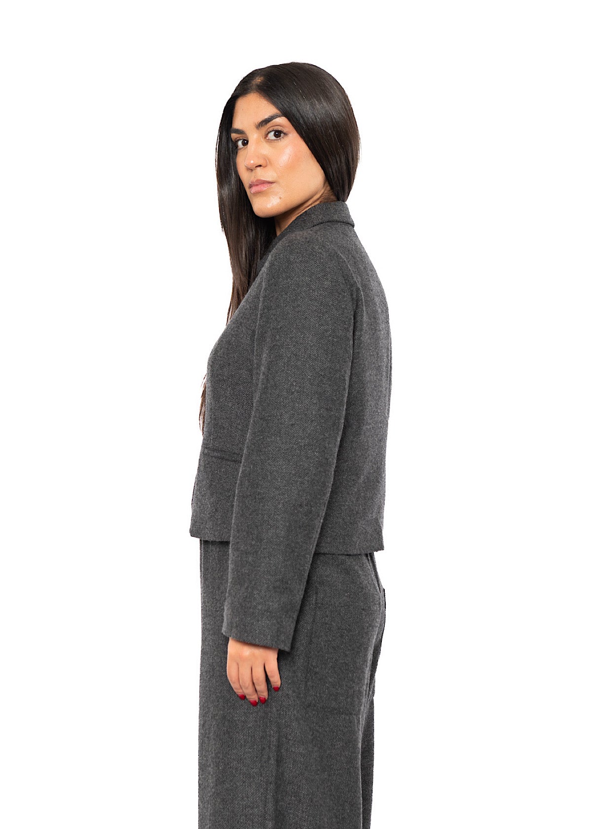 CROPPED HERRINGBONE GINNY JACKET