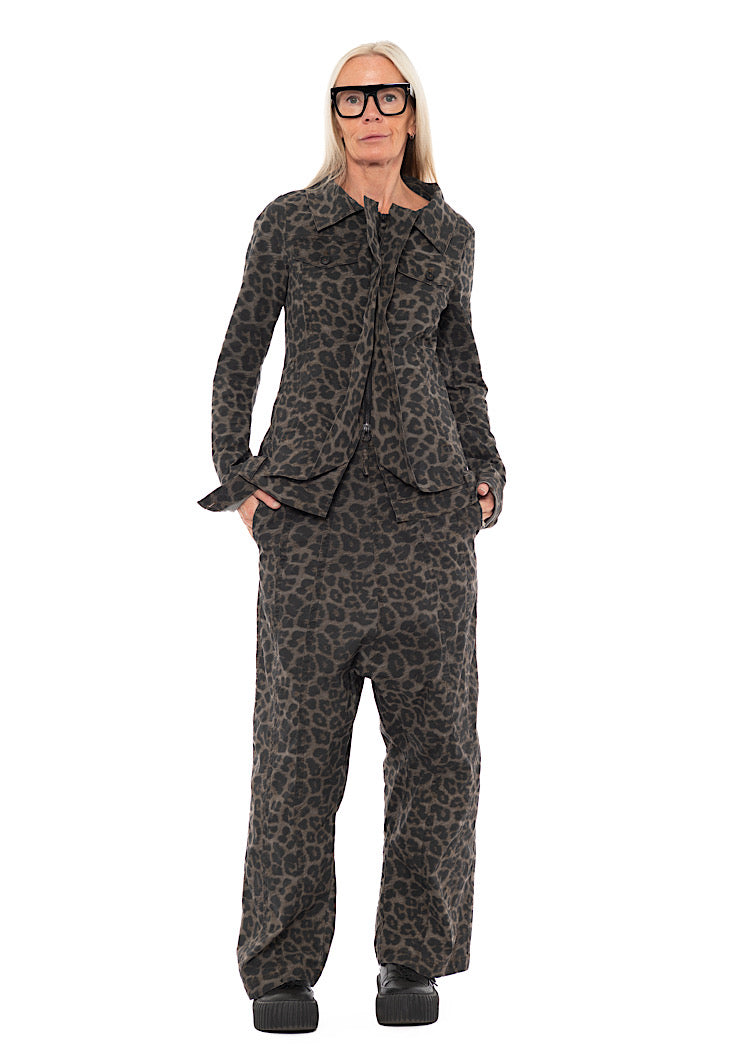 LEOPARD PRINT DROP CROTCH TROUSER