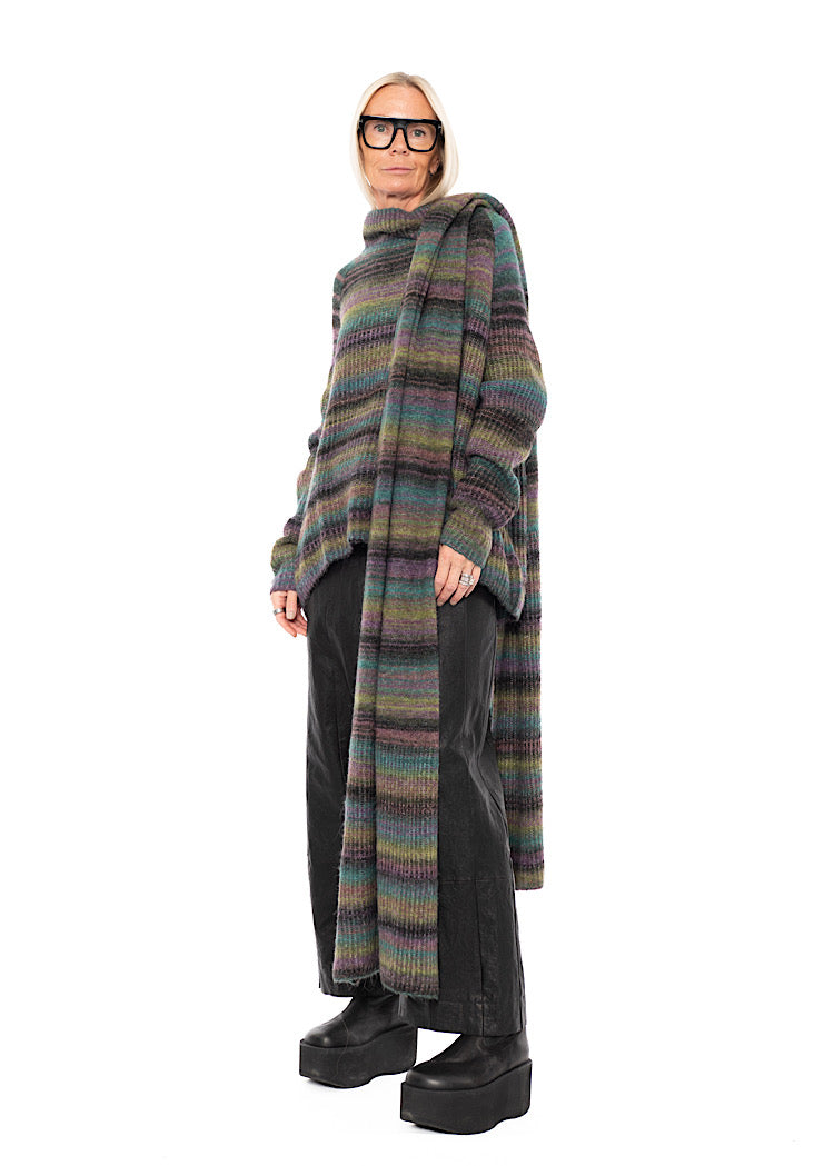 MULTICOLOUR STRIPE KNITTED SCARF
