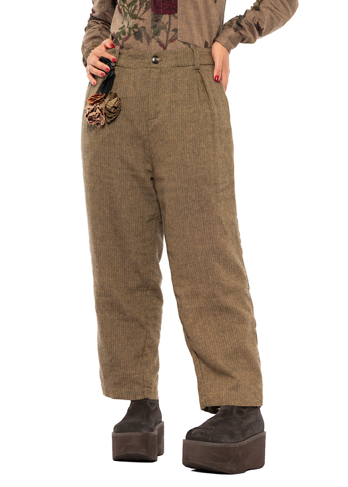 TAPERED HERRINGBONE TROUSER