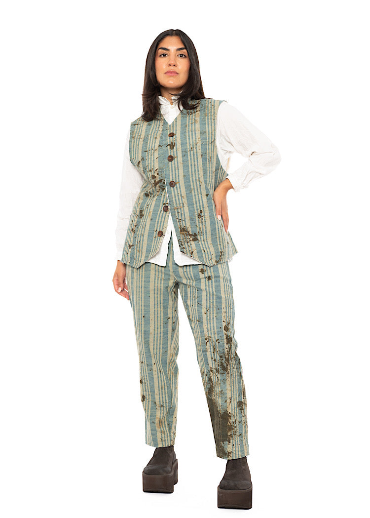 STRAIGHT CUT STRIPED COTTON WAISTCOAT