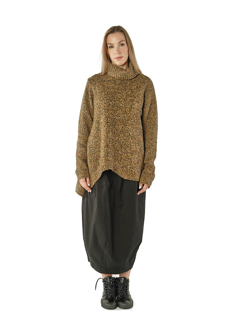 CL FUNNEL NECK MELANGE KNIT PULLOVER