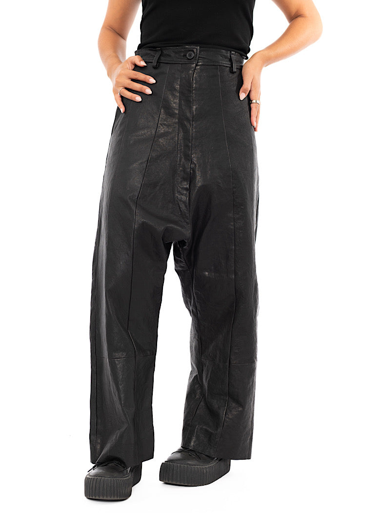 SIGNATURE LEATHER DROP CROTCH TROUSER