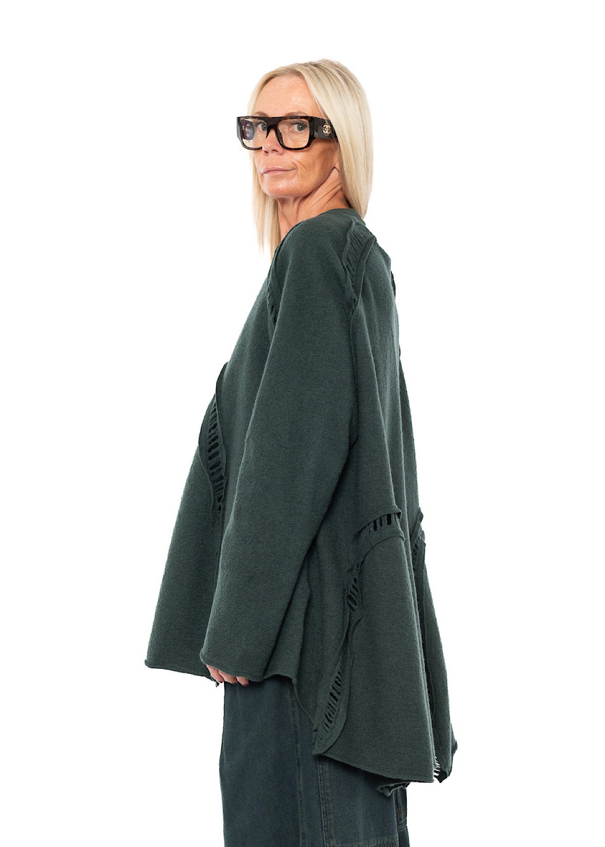 BOILED WOOL LADDER STITCH TUNIC