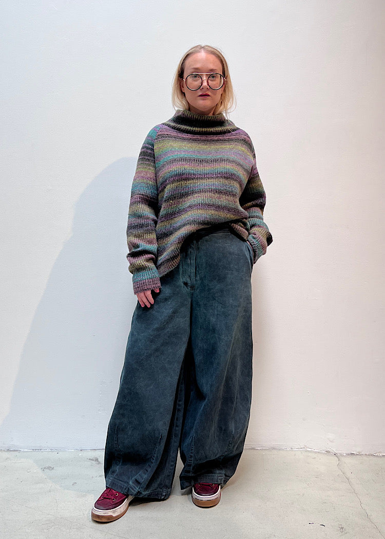 GARMENT-DYED DENIM WIDE LEG TROUSER *LAVA CLOUD* (Shown in PARK CLOUD)