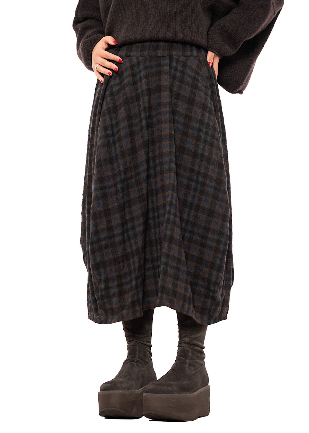 CHECKERED WOOL BLEND ISOTTA SKIRT