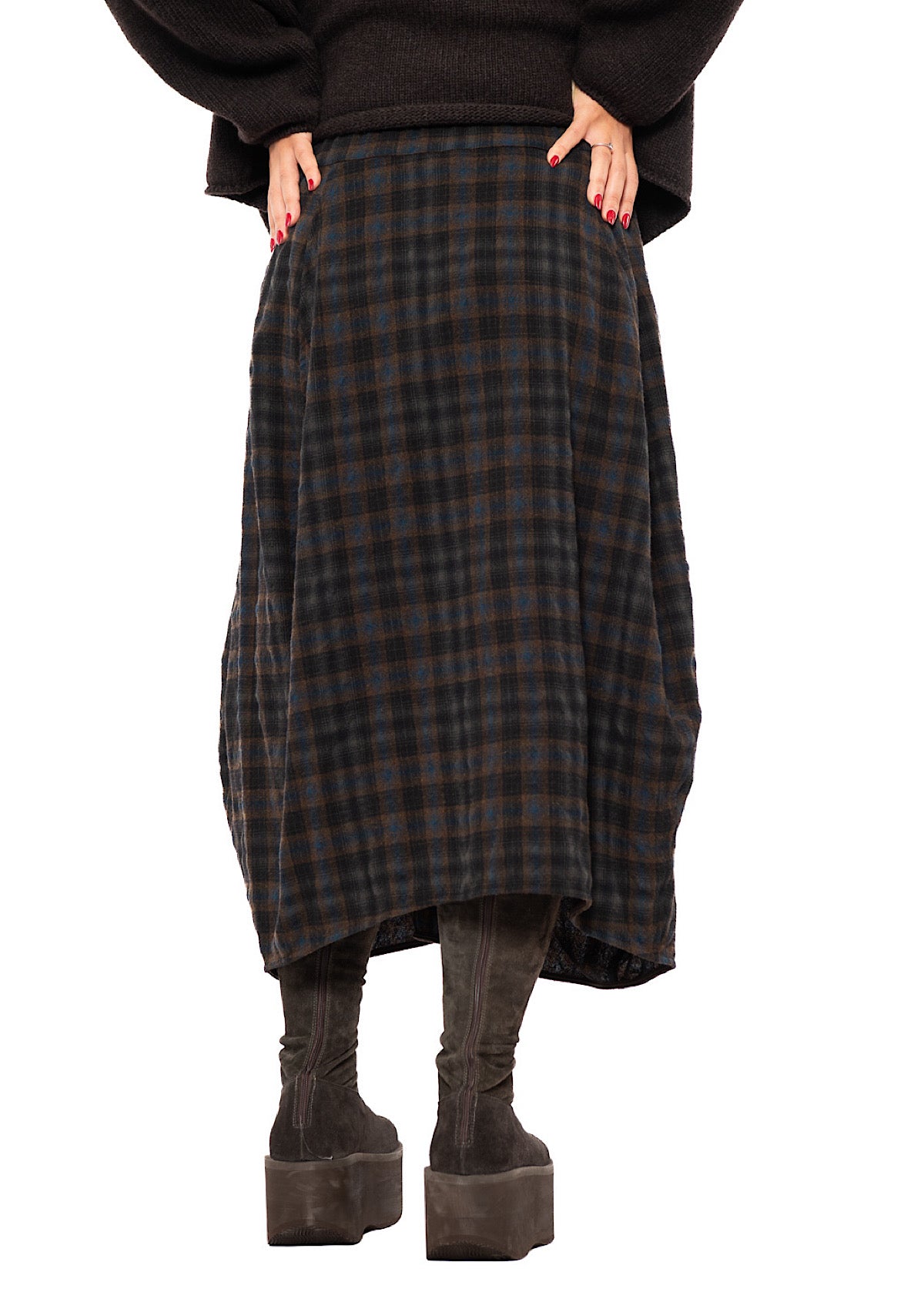 CHECKERED WOOL BLEND ISOTTA SKIRT