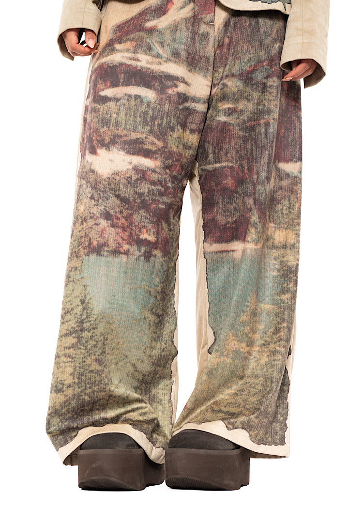 LANDSCAPE PRINT WIDE LEG TROUSER