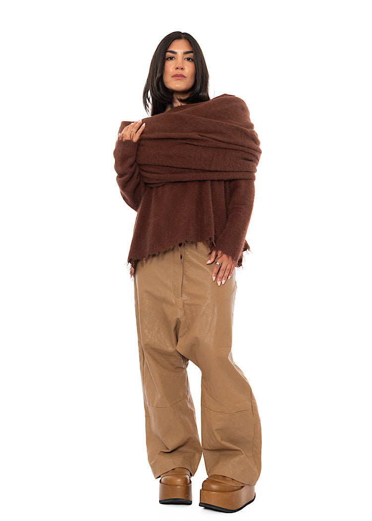 OVERSIZED FRAYED KNIT SCARF
